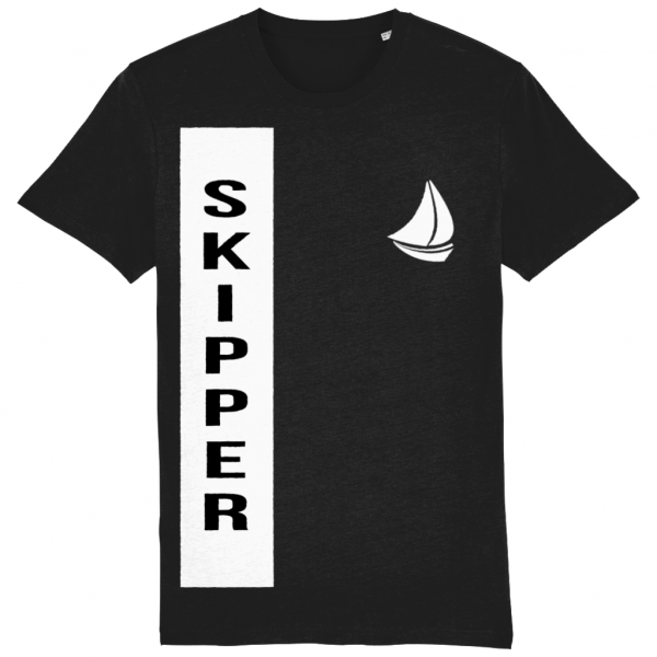 Skipper with Sailboat Logo T-Shirt - Black