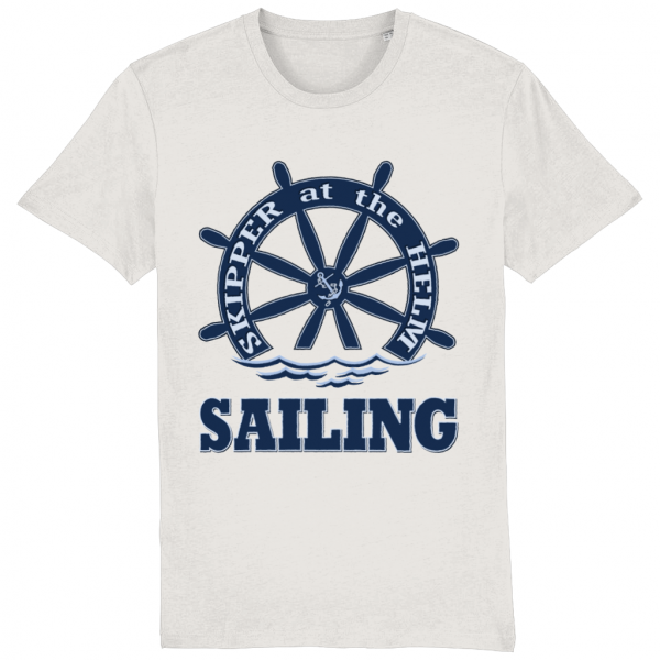 Skipper at the Helm Sailing T-Shirt - Vintage White