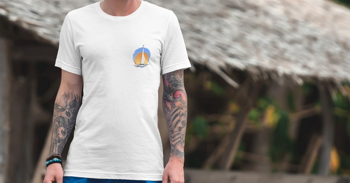 Sailing Yacht at Sunset Logo T-Shirt