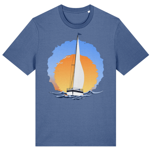Sailing Yacht at Sunset T-Shirt - Bright Blue