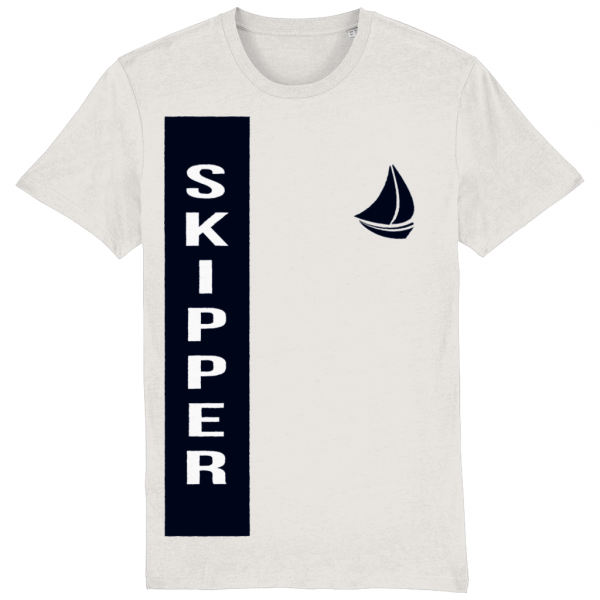 Skipper with Sailboat Logo T-Shirt - Vintage White