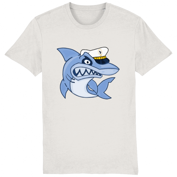 Shark in Skipper Hat T-Shirt - Vintage White