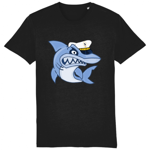 Shark in Skipper Hat T-Shirt - Black