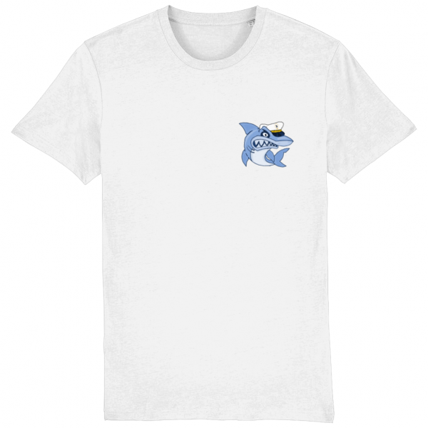 Shark in Skipper Hat Logo T-Shirt - White