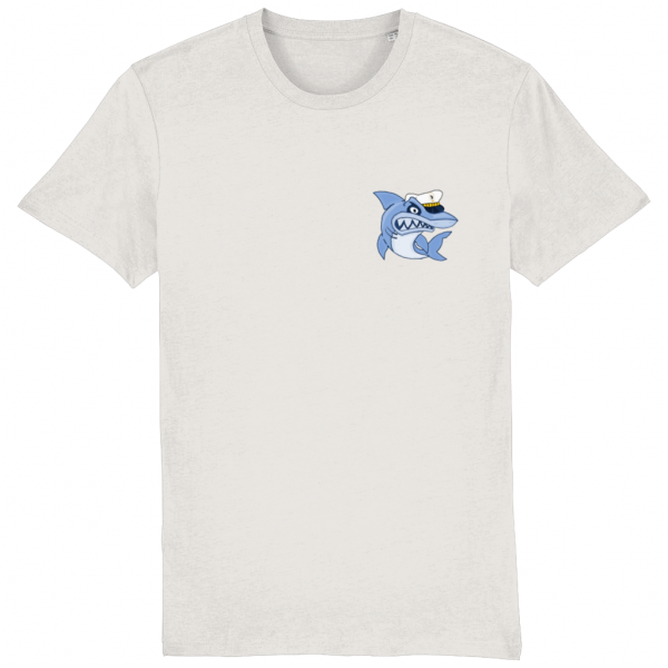 Shark in Skipper Hat Logo T-Shirt - Vintage White