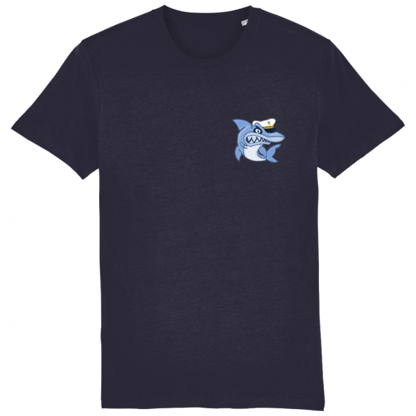 Shark in Skipper Hat Logo T-Shirt - French Navy