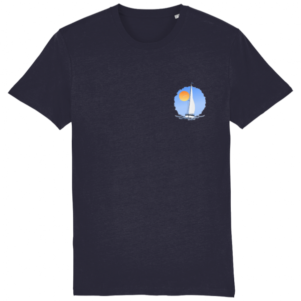 Sailing Yacht at Sea Logo T-Shirt - French Navy