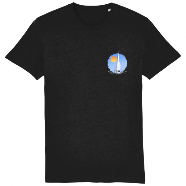 Sailing Yacht at Sea Logo T-Shirt - Black