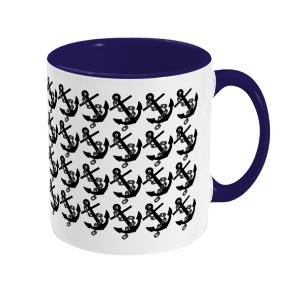 Anchors Two Toned Mug Cobalt Blue Right