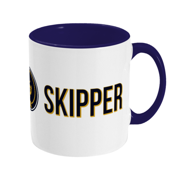 Skipper & Anchor Logo 11oz Two-tone Mug Cobalt Blue Right