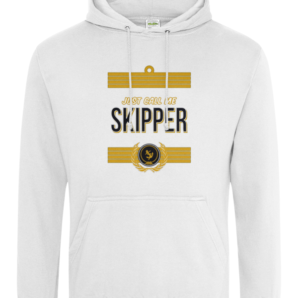 Just Call Me Skipper College Hoodie Arctic White