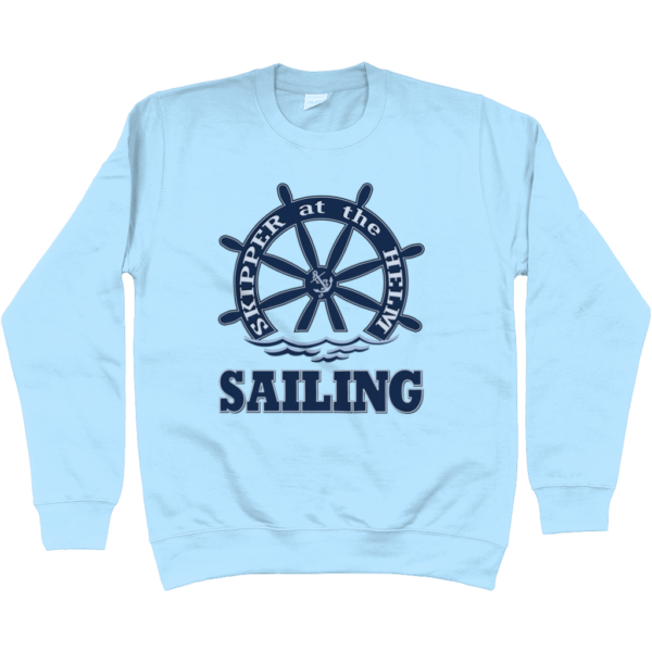 Skipper at the Helm Sailing Sweatshirt Sky Blue
