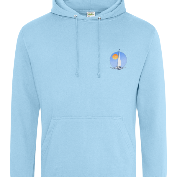 Sailing Yacht at Sea Logo College Hoodie Sky Blue